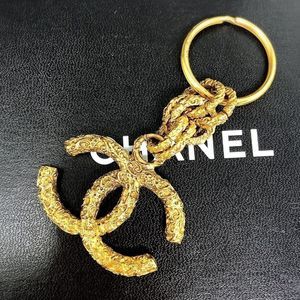 Chanel Florentine lava textured CC logo keychain